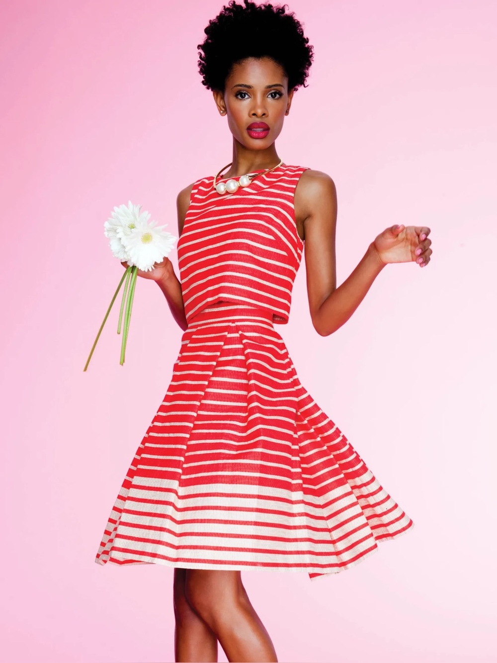 Taylor Striped 100% Cotton A-Line Dress Faux Two-Piece Design Size 4